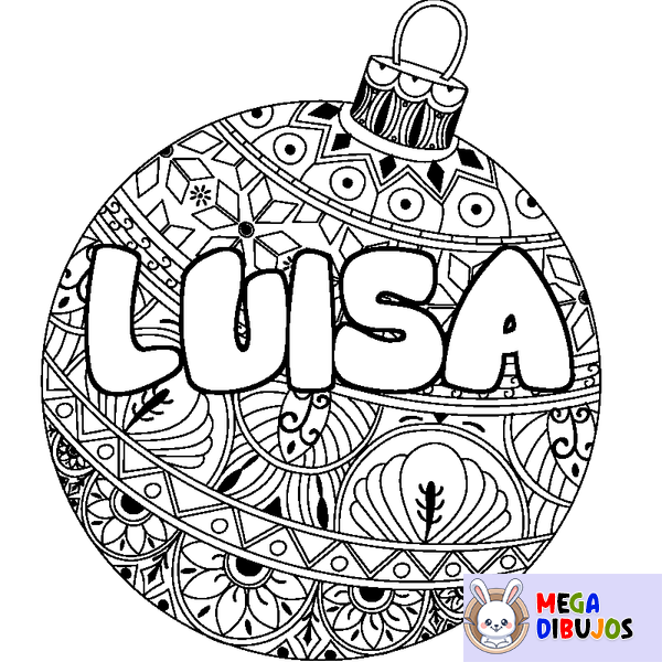 Coloraci&oacute;n del nombre LUISA - decorado bola de Navidad