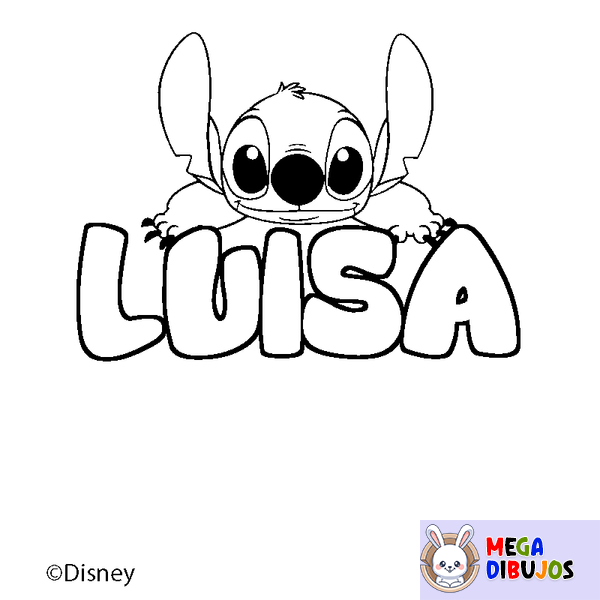Coloraci&oacute;n del nombre LUISA - decorado Stitch