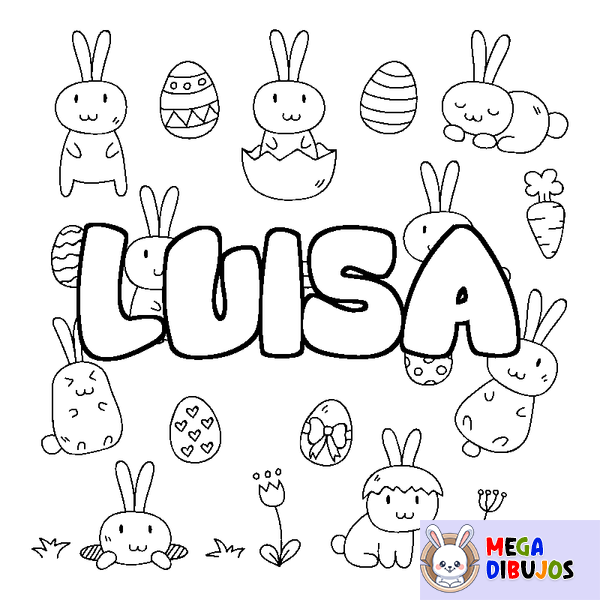 Coloraci&oacute;n del nombre LUISA - decorado Pascua