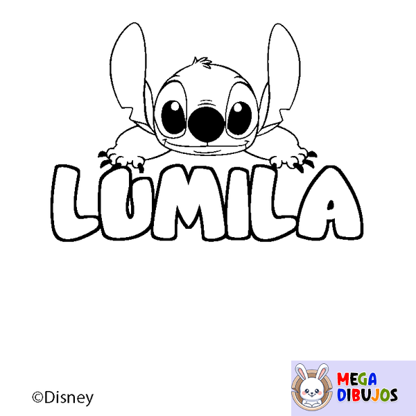 Coloraci&oacute;n del nombre LUMILA - decorado Stitch