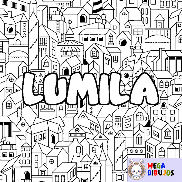 Coloraci&oacute;n del nombre LUMILA - decorado ciudad