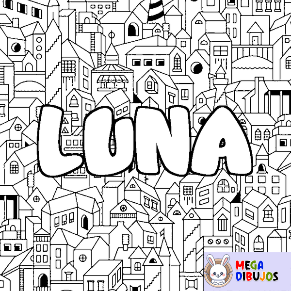 Coloraci&oacute;n del nombre LUNA - decorado ciudad