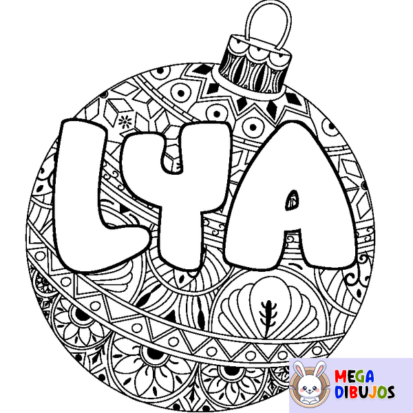 Coloraci&oacute;n del nombre LYA - decorado bola de Navidad