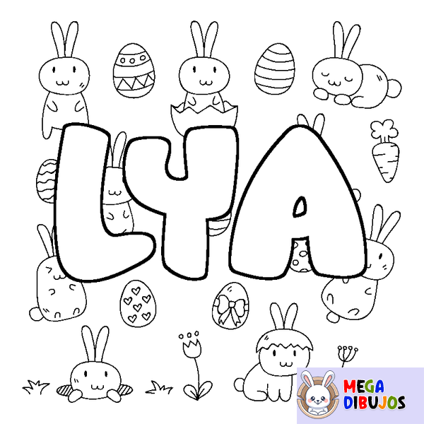 Coloraci&oacute;n del nombre LYA - decorado Pascua