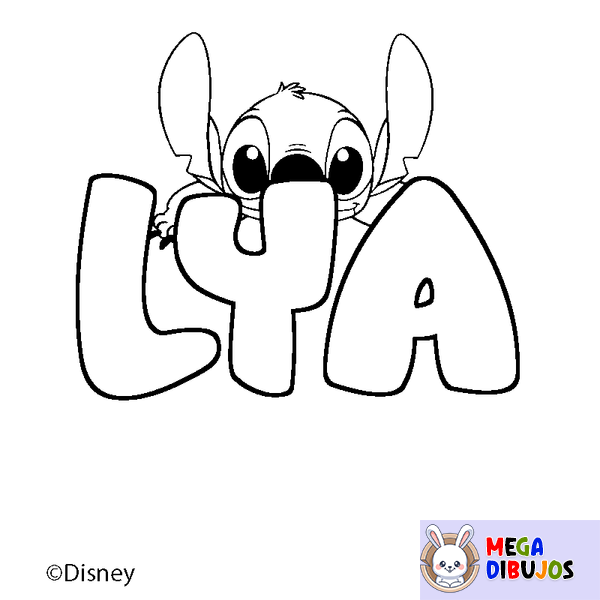 Coloraci&oacute;n del nombre LYA - decorado Stitch