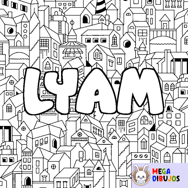 Coloraci&oacute;n del nombre LYAM - decorado ciudad