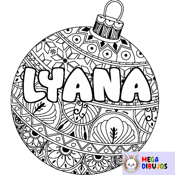 Coloraci&oacute;n del nombre LYANA - decorado bola de Navidad