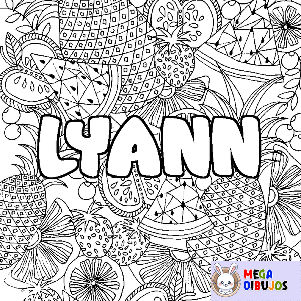 Coloraci&oacute;n del nombre LYANN - decorado mandala de frutas