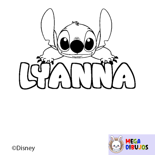 Coloraci&oacute;n del nombre LYANNA - decorado Stitch