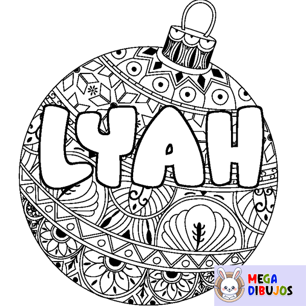 Coloraci&oacute;n del nombre LYAH - decorado bola de Navidad