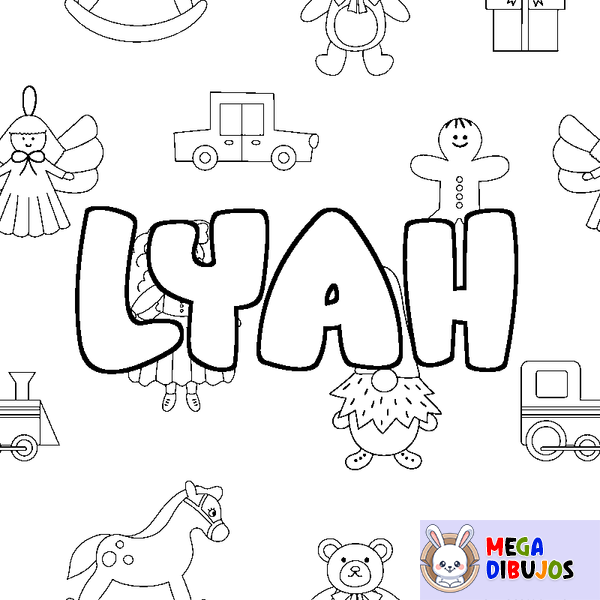 Coloraci&oacute;n del nombre LYAH - decorado juguetes