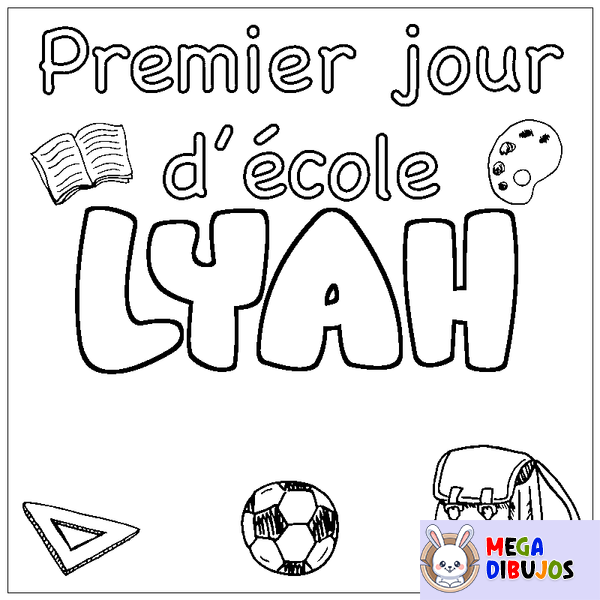 Coloraci&oacute;n del nombre LYAH - decorado primer d&iacute;a de escuela