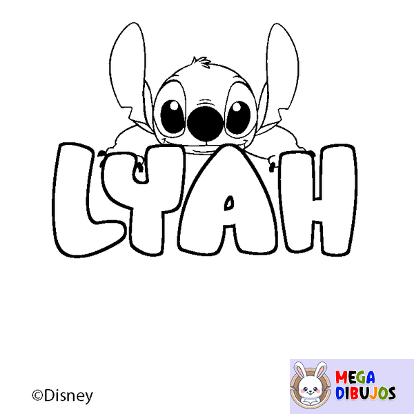 Coloraci&oacute;n del nombre LYAH - decorado Stitch