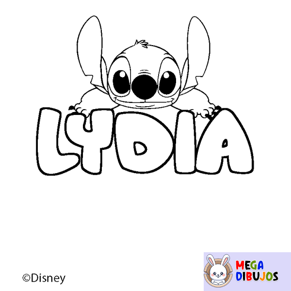 Coloraci&oacute;n del nombre LYDIA - decorado Stitch