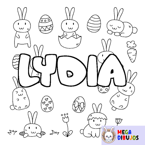 Coloraci&oacute;n del nombre LYDIA - decorado Pascua