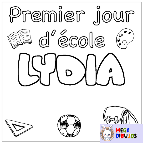Coloraci&oacute;n del nombre LYDIA - decorado primer d&iacute;a de escuela