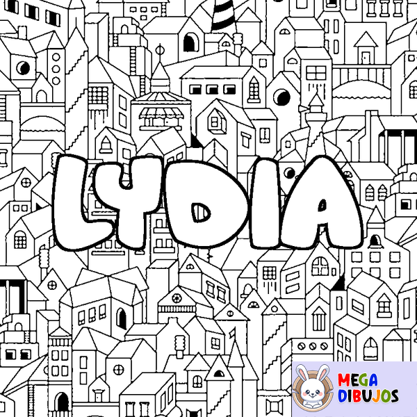 Coloraci&oacute;n del nombre LYDIA - decorado ciudad