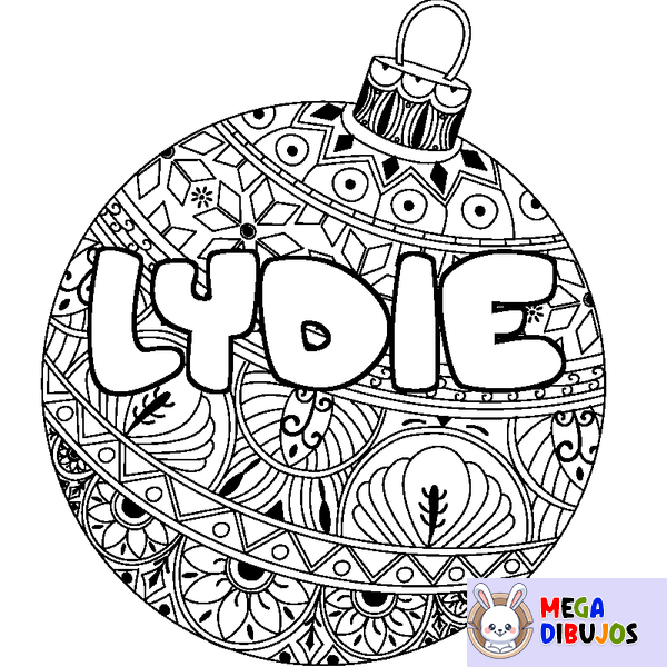 Coloraci&oacute;n del nombre LYDIE - decorado bola de Navidad