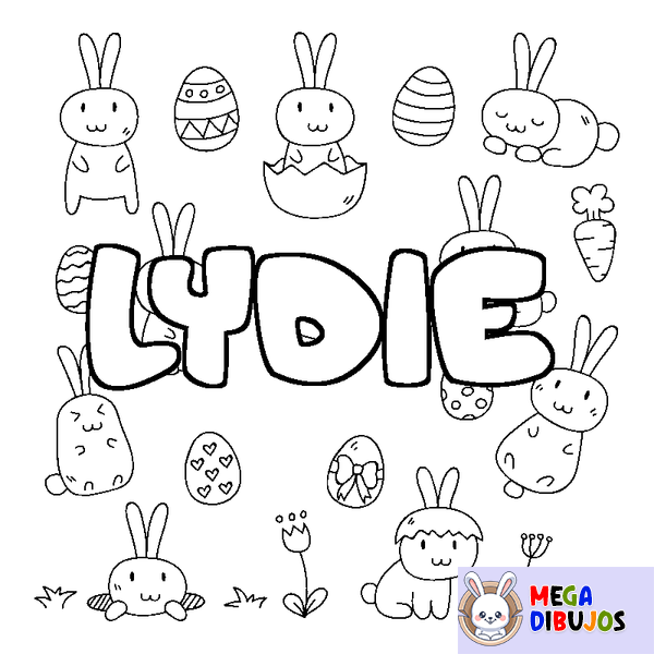 Coloraci&oacute;n del nombre LYDIE - decorado Pascua