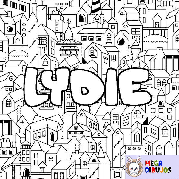 Coloraci&oacute;n del nombre LYDIE - decorado ciudad