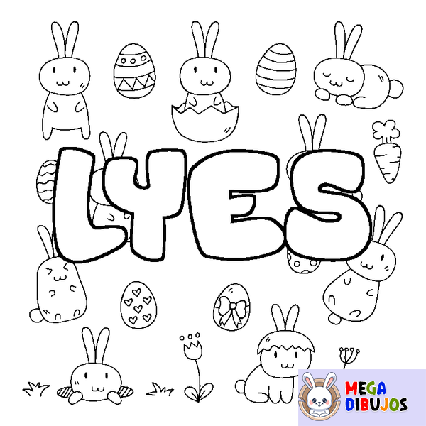 Coloraci&oacute;n del nombre LYES - decorado Pascua