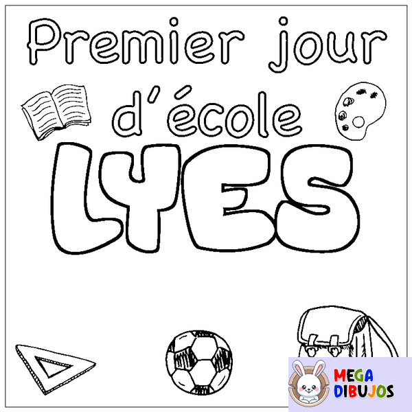 Coloraci&oacute;n del nombre LYES - decorado primer d&iacute;a de escuela
