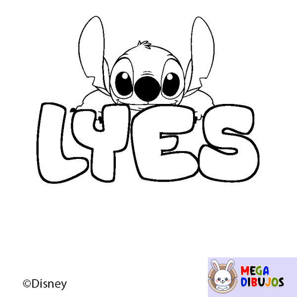 Coloraci&oacute;n del nombre LYES - decorado Stitch