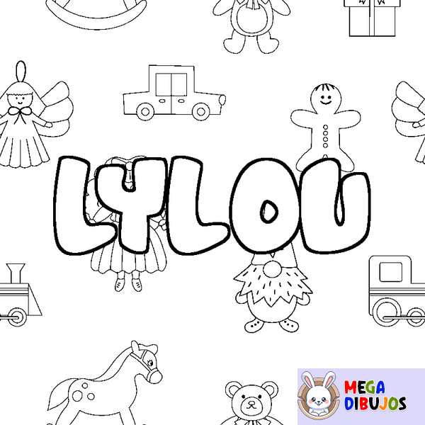 Coloraci&oacute;n del nombre LYLOU - decorado juguetes