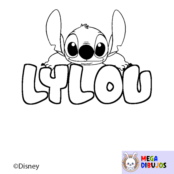 Coloraci&oacute;n del nombre LYLOU - decorado Stitch