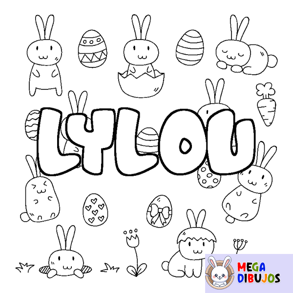 Coloraci&oacute;n del nombre LYLOU - decorado Pascua