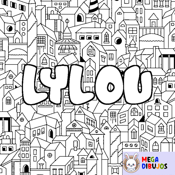 Coloraci&oacute;n del nombre LYLOU - decorado ciudad