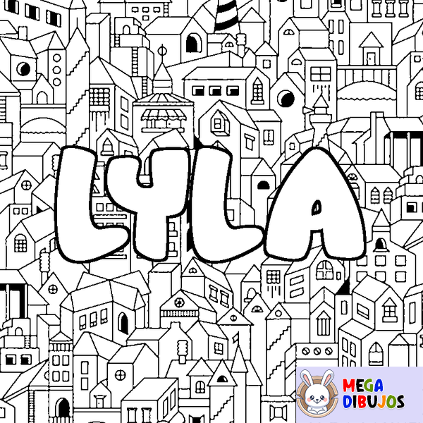 Coloraci&oacute;n del nombre LYLA - decorado ciudad