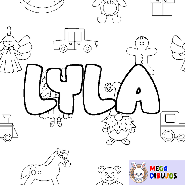 Coloraci&oacute;n del nombre LYLA - decorado juguetes