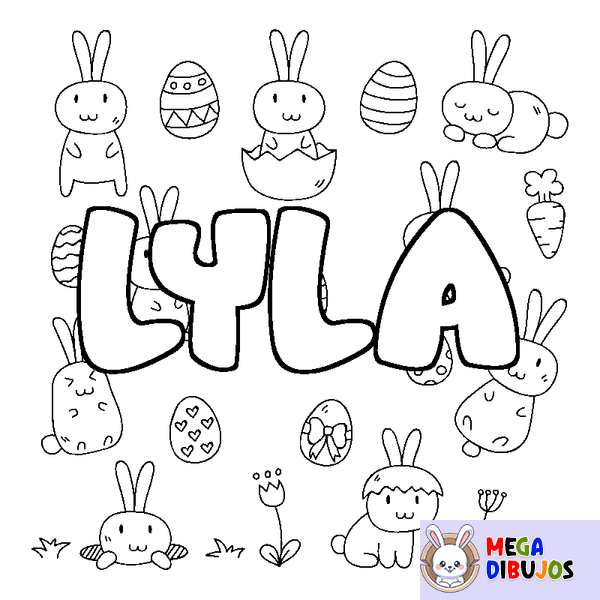 Coloraci&oacute;n del nombre LYLA - decorado Pascua