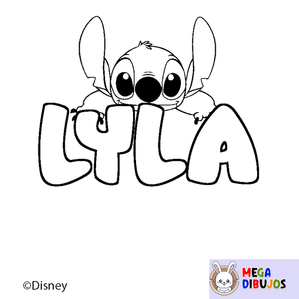 Coloraci&oacute;n del nombre LYLA - decorado Stitch