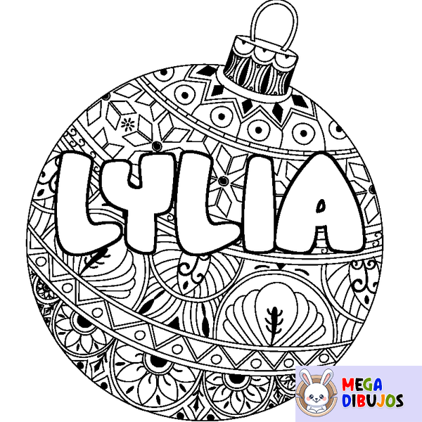 Coloraci&oacute;n del nombre LYLIA - decorado bola de Navidad