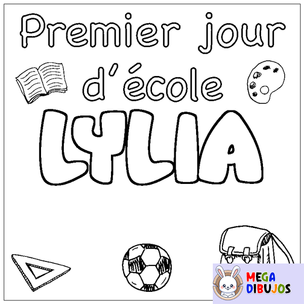 Coloraci&oacute;n del nombre LYLIA - decorado primer d&iacute;a de escuela