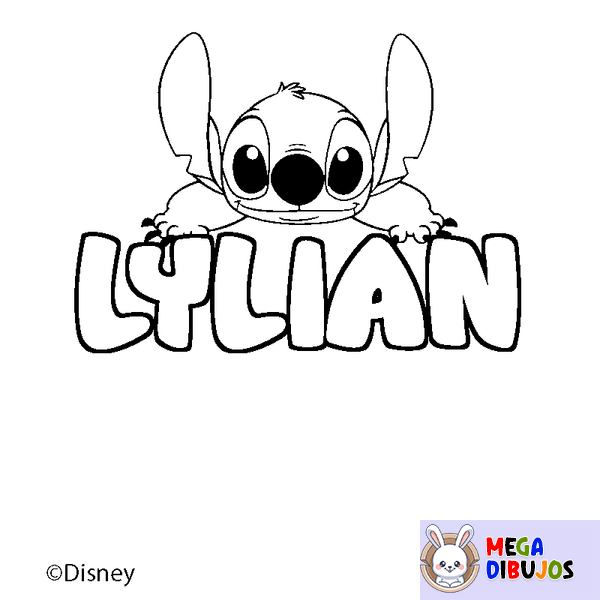 Coloraci&oacute;n del nombre LYLIAN - decorado Stitch