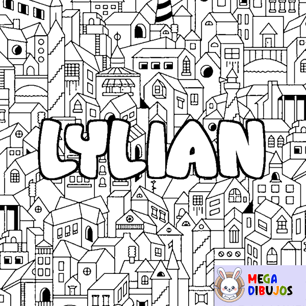 Coloraci&oacute;n del nombre LYLIAN - decorado ciudad
