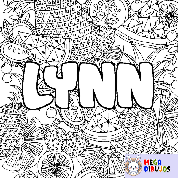 Coloraci&oacute;n del nombre LYNN - decorado mandala de frutas