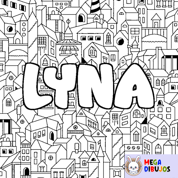 Coloraci&oacute;n del nombre LYNA - decorado ciudad