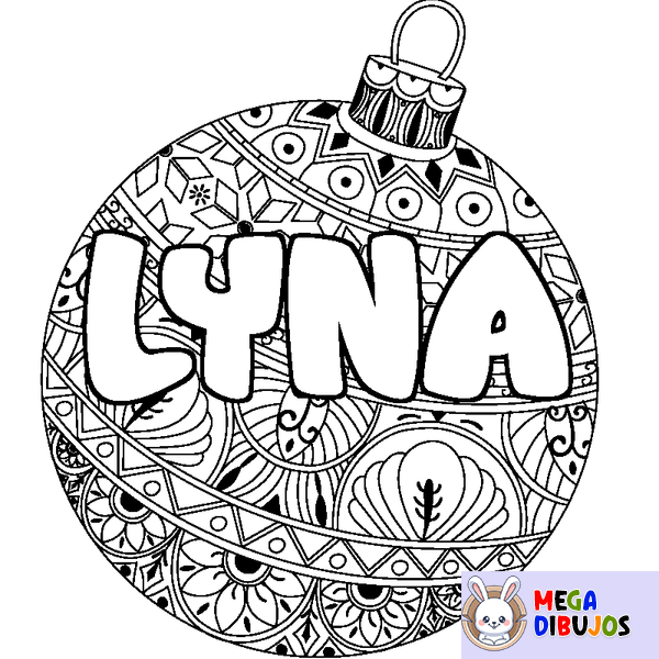 Coloraci&oacute;n del nombre LYNA - decorado bola de Navidad