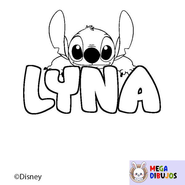 Coloraci&oacute;n del nombre LYNA - decorado Stitch
