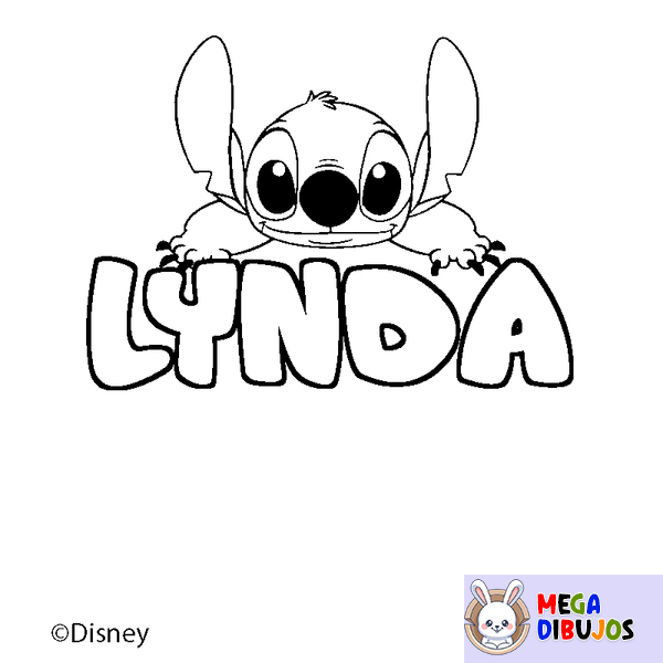 Coloraci&oacute;n del nombre LYNDA - decorado Stitch
