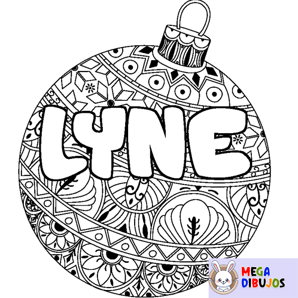 Coloraci&oacute;n del nombre LYNE - decorado bola de Navidad