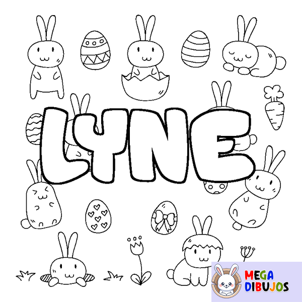 Coloraci&oacute;n del nombre LYNE - decorado Pascua
