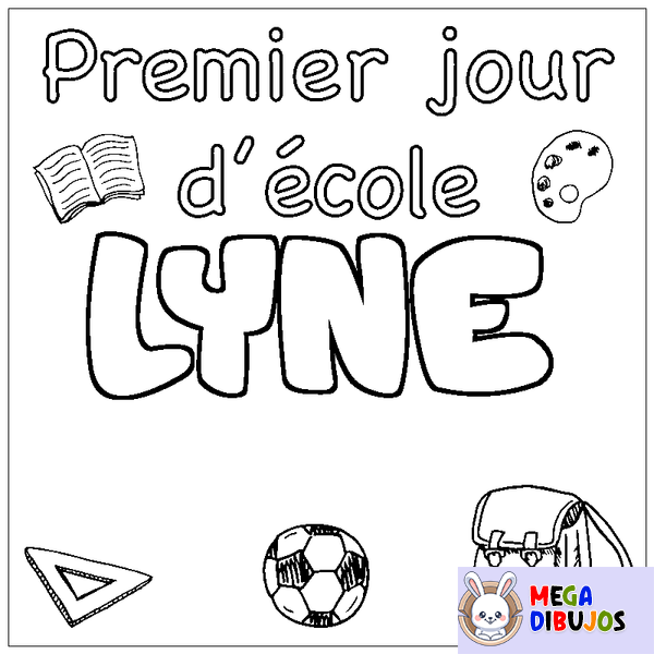 Coloraci&oacute;n del nombre LYNE - decorado primer d&iacute;a de escuela