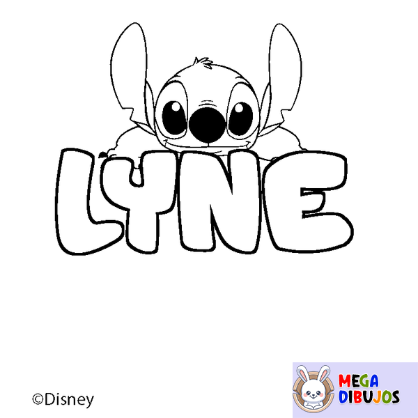 Coloraci&oacute;n del nombre LYNE - decorado Stitch