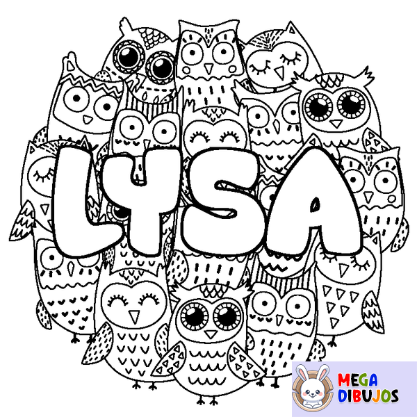 Coloraci&oacute;n del nombre LYSA - decorado b&uacute;hos