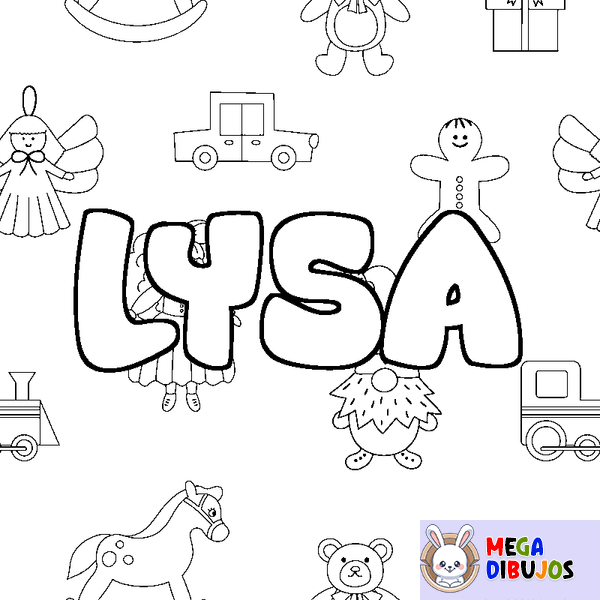 Coloraci&oacute;n del nombre LYSA - decorado juguetes